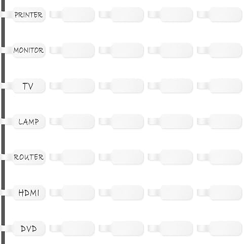 Etiquetas para Cables Trilancer, Etiquetas Reutilizables Blancas con Área de Escritura de 4 cm x 2 cm - 35 Unidades para Identificar Cables, Grandes, Hilos, Versátiles