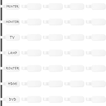 Trilancer Cable Cord Labels Large Size for Wire Organizing & Identification | White Handwriting Cable Tags, Reusable for Multiple Uses - 35 PCS