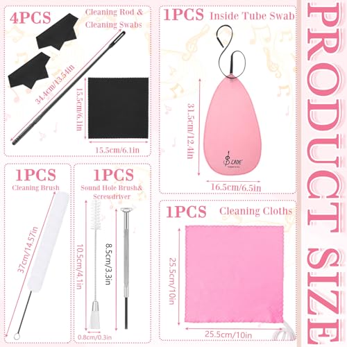 Image of Vesici 40 Pcs Flute Cleaning Kit, Flute Care Accessories Set,Pink
