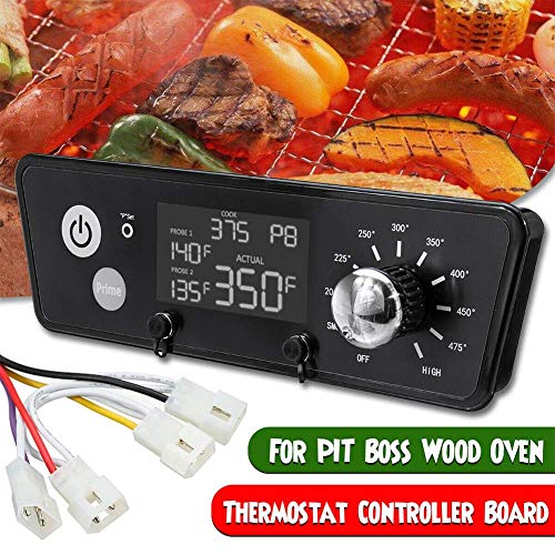 120V Digital Temperature Controller Thermostat Board with LCD Display & RTD Temperature Sensor​ Replacement Part for Pit Boss Pellet Grills Kitchen Cooking Meat BBQ Barbecue (Black)