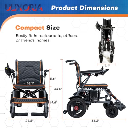 Image of Foldable Electric Wheelchair for Adults,66lbs Sturdy Steel Power Chair with SOS Alert & Mute Button, 9Miles Range, All-Terrain Dual Motor Motorized Mobility Scooter with Electromagnetic Brake