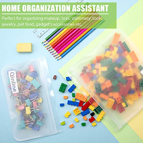 Qinline Reusable Food Storage Bags - 24 Pack Bpa Free Freezer Bags(8 Reusable Gallon Bags + 8 Leakproof Reusable Sandwich Bags + 8 Food Grade Snack Bags) Extra Thick Reusbale Lunch Bag For Salad Fruit #TOP4