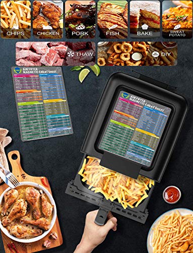 HiWEiX Air Fryer Magnetic Cheat Sheet Set Air Fryer Accessories Cooking Times Chart Air fryer Time Sheet Quick Reference Guide for Cooking and Frying (Elegant Grey)