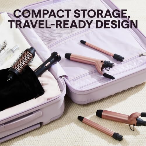 Image of Wavytalk 5 in 1 Curling Wand Set with Curling Brush and 4 Interchangeable Ceramic Curling Wands Wands, Instant Curling Hair Curler, Includes Heat Protective Glove and 2 Clips