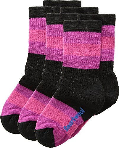 Smartwool Kids Striped Hike Medium Crew 3-Pack (Toddler/Little Kid/Big Kid) Black LG
