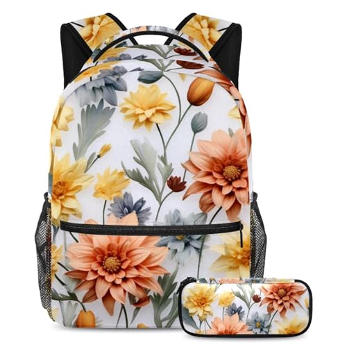Sac d'école floral grand format pour voyages et cours de collégien et lycéen