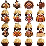 36Pcs Thanksgiving Cupcake Toppers Turkey Friendsgiving Cupcake Toppers for Friendsgiving Party Decorations Thanksgiving Party Decorations