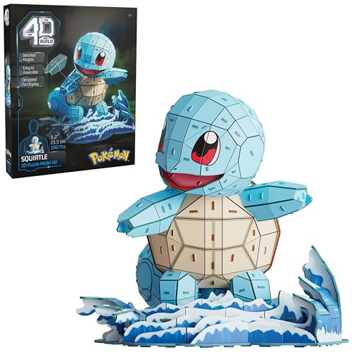 4D Build, Pokémon Squirtle 3D Model Kit, Pokémon Figure, Kanto First Partner Collection, Desk Décor, 180 Pieces, Gift Ideas for Ages 12 & Up