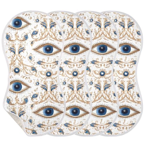 xigua Blue Evil Eye Baby Burp Cloths for Newborn Boys and Girls 4 Pack, Soft & Absorbent Cotton Baby Burp Cloth, Baby Washcloths, Newborn Towel, Burp Rags3