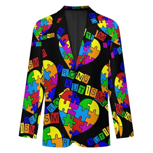 Autism Heart Puzzle Autism Awareness Mens Blazer Suit Jacket Lightweight Slim Fit Casual Coat4