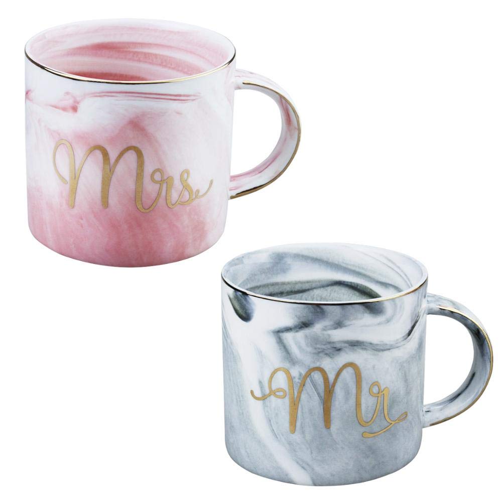 ceramiczny kubek do kawy kubek marmurkowy ceramiczny kubek dla pary kubek śniadaniowy filiżanka do herbaty zestaw filiżanek do kawy prezent 400 ml (2 szt.) filiżanki do herbaty (pojemność: