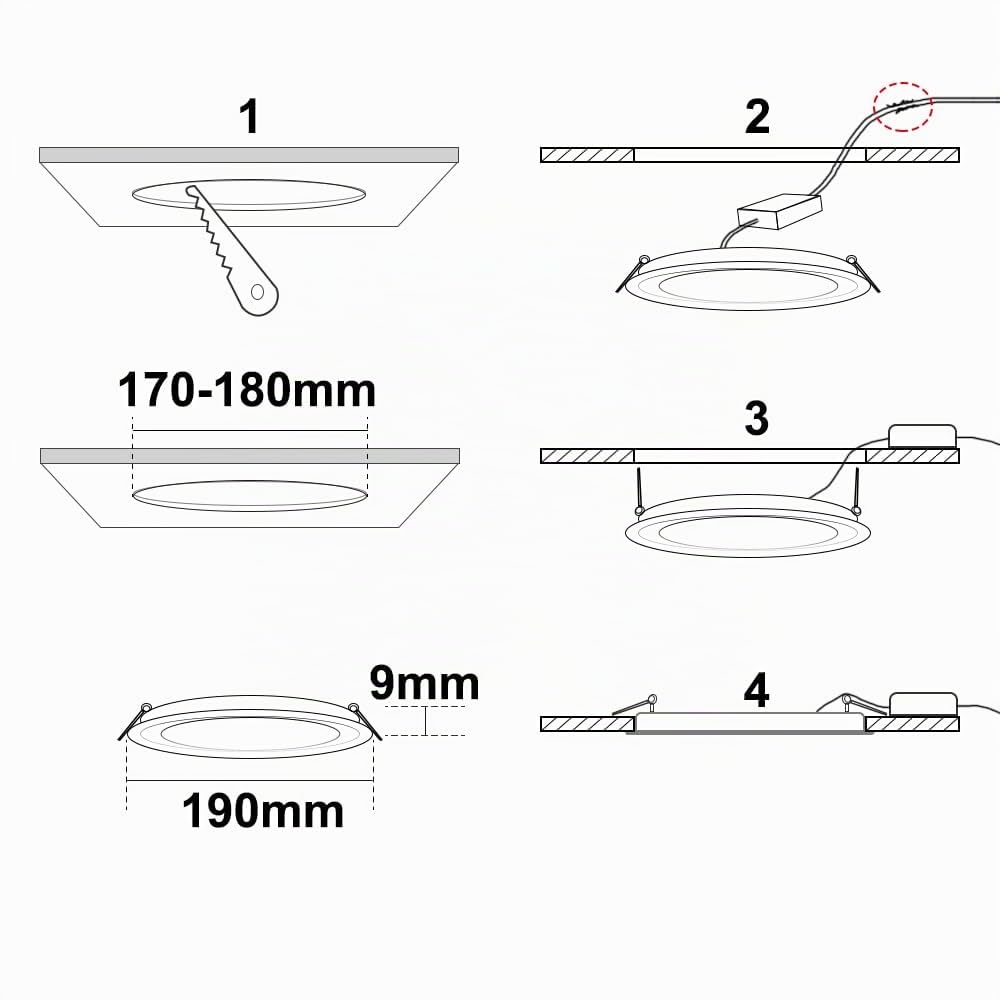 Downlight LED Techo Empotrable, 15W×2pcs Foco Empotrable Techo | 1350LM, Orificio 150-160mm, Blanco Cálida 3000K, 120 ° Ángulo de haz, Incluye Transformador, 85V-265V, Ahorro de energía