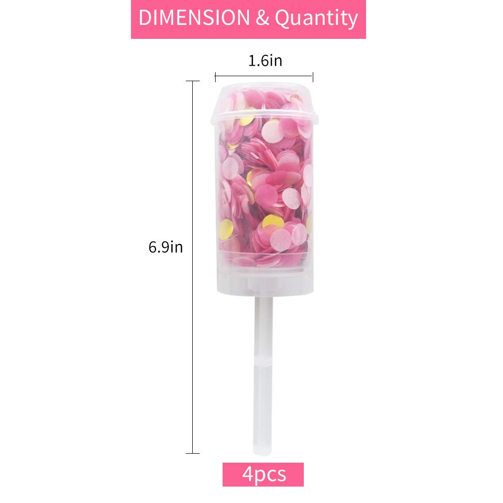 4 Pack Push Pop Confetti Poppers, Wedding Confetti Poppers for
