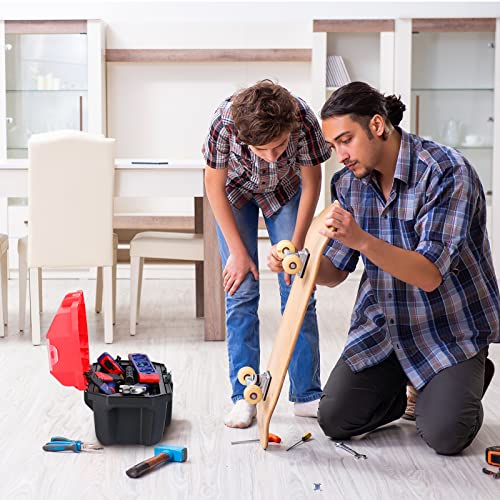 Workpro Tool Box Portable 13" With Removable Tray Heavy Duty Toolbox With Metal Latch, Rated Up To 33 Lbs, Pp Plastic Small Tool Boxes With Small Parts Organizer In Lid, Black & Red #TOP2