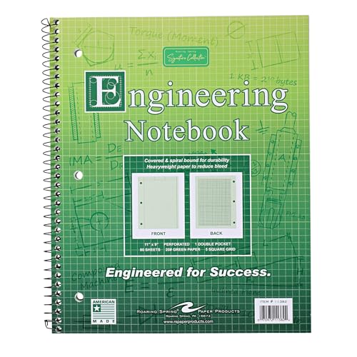 Roaring Spring Graph Ruled Spiral Engineering Notebook, Engineering Graph Paper, 5x5 Enclosed Grid...