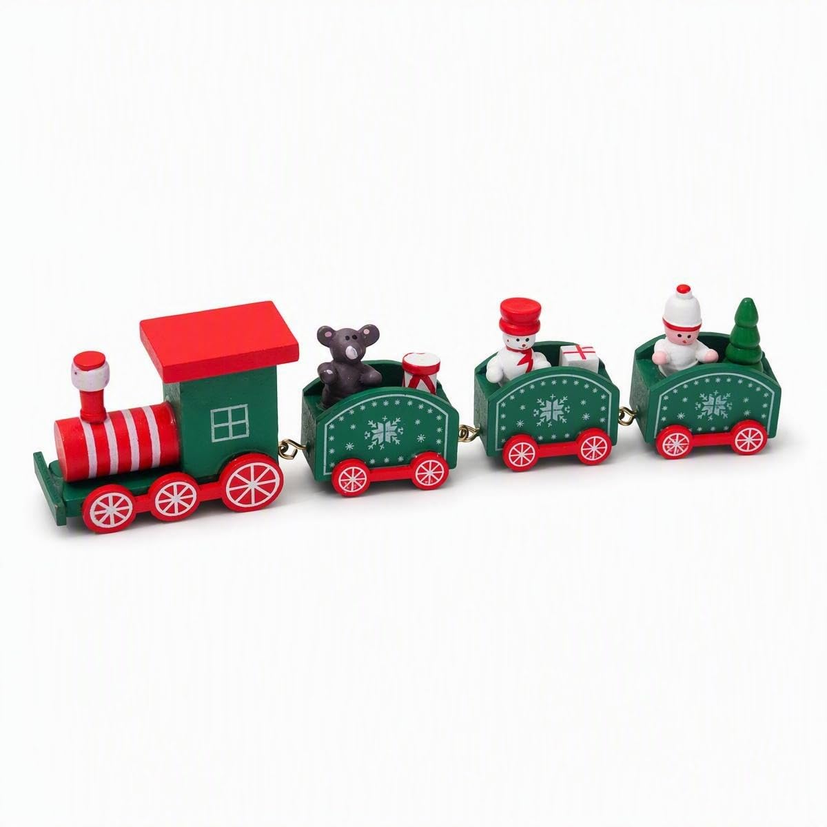 Handcrafted Wooden Christmas Train Set - Elegant Indoor Christmas Decorations & Holiday Ornaments for The Home, Classic Centerpiece for Mantel & Tabletop, Compatible(Green)