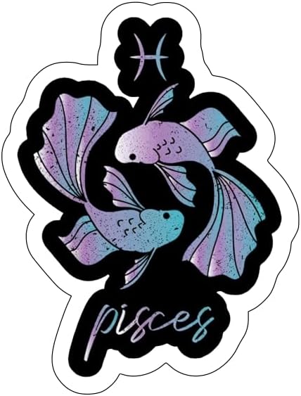 Pisces Zodiac Astrology Signs 4.5x3.4 Sticker Vinyl Decal Gift Car Bumper Laptop Home Deco Window Wall Truck UV & Water Proof