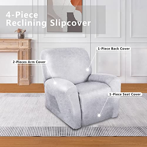 Image of molasofa Recliner Chair Covers 4 Pieces Leather Like Large Recliner Covers with Pocket Soft Non Slip Stretch Recliner Slipcover for Lazy Boy Recliner Chair Washable (Marbling)