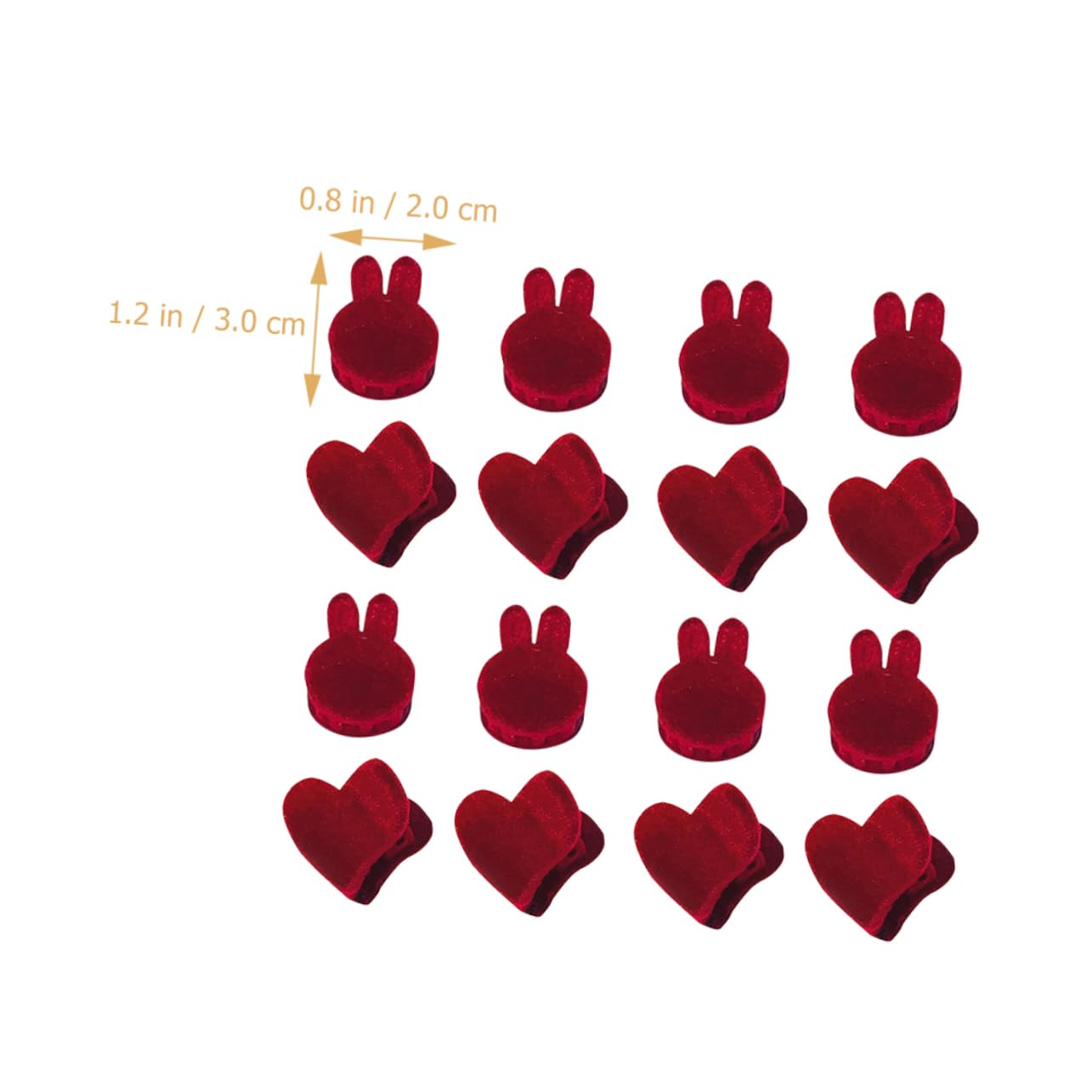 VICASKY Mini Pinces à Cheveux Lot de 16 Griffes Solides Décoratives en Tissu Rouge Forme Cœur et Tête de Lapin Accessoires Mode pour Filles pour Diverses Occasions