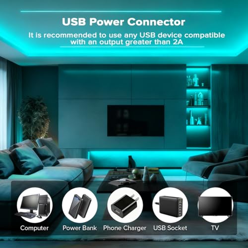 Image of 5V COB Ice Blue Led Strip Light 6.56FT USB Powered CRI90+ LED Tape Lights with Dimmer, 8mm Width Dimmable High Density Flexible Strips for TV Under Cabinet Bedroom