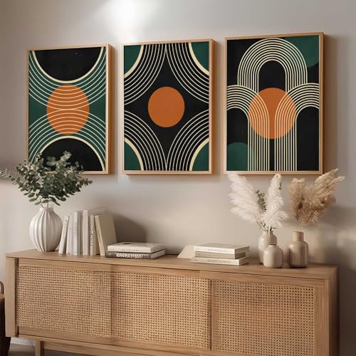 Image of kotart Boho Art Home Decoration Painting | Aesthetic Paintings With Frame For Living Room Bed Room Hotel Wall Decor Digital Reprint Set of 3 (19X25 inch)