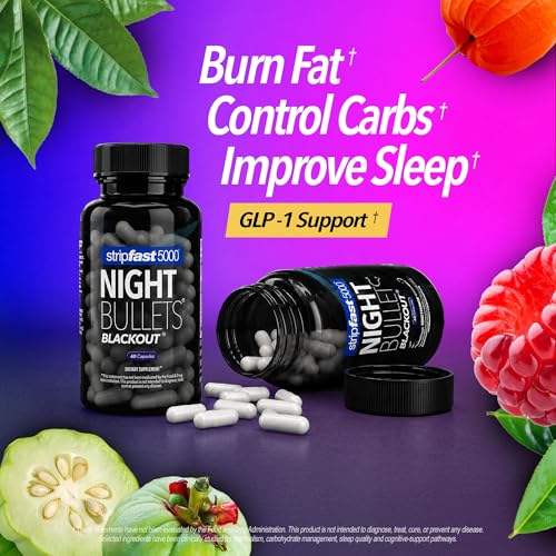 Night Bullets Weight Loss Pills for Women & Men, Stim-Free Nighttime Fat Burner, GLP-1 Support, Appetite Suppressant, Diet Pills with Ashwagandha & CLA, 60 Capsules - Image 3