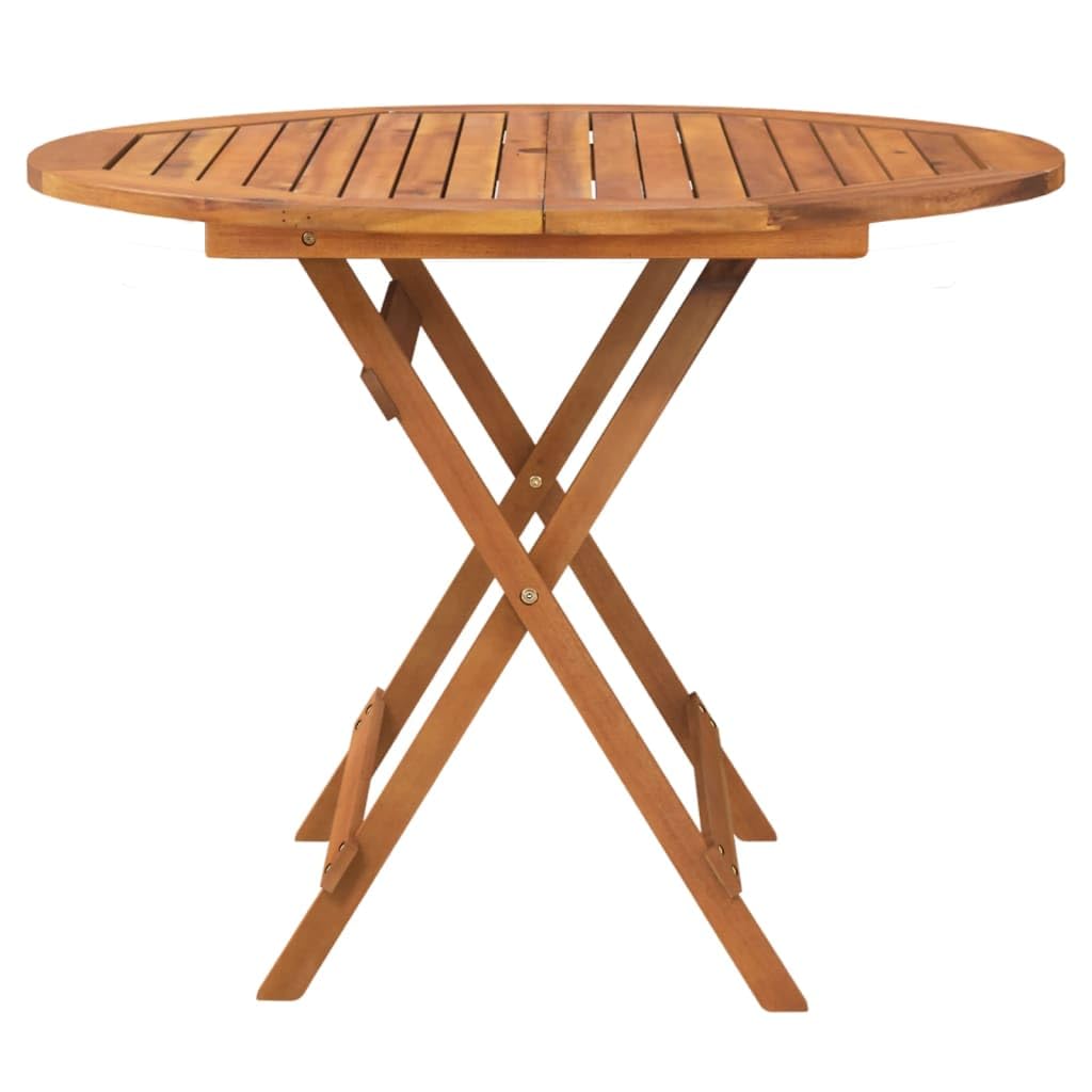 vidaXL Tavolo da Giardino Pieghevole Ø 90x75 cm Legno Massello Acacia