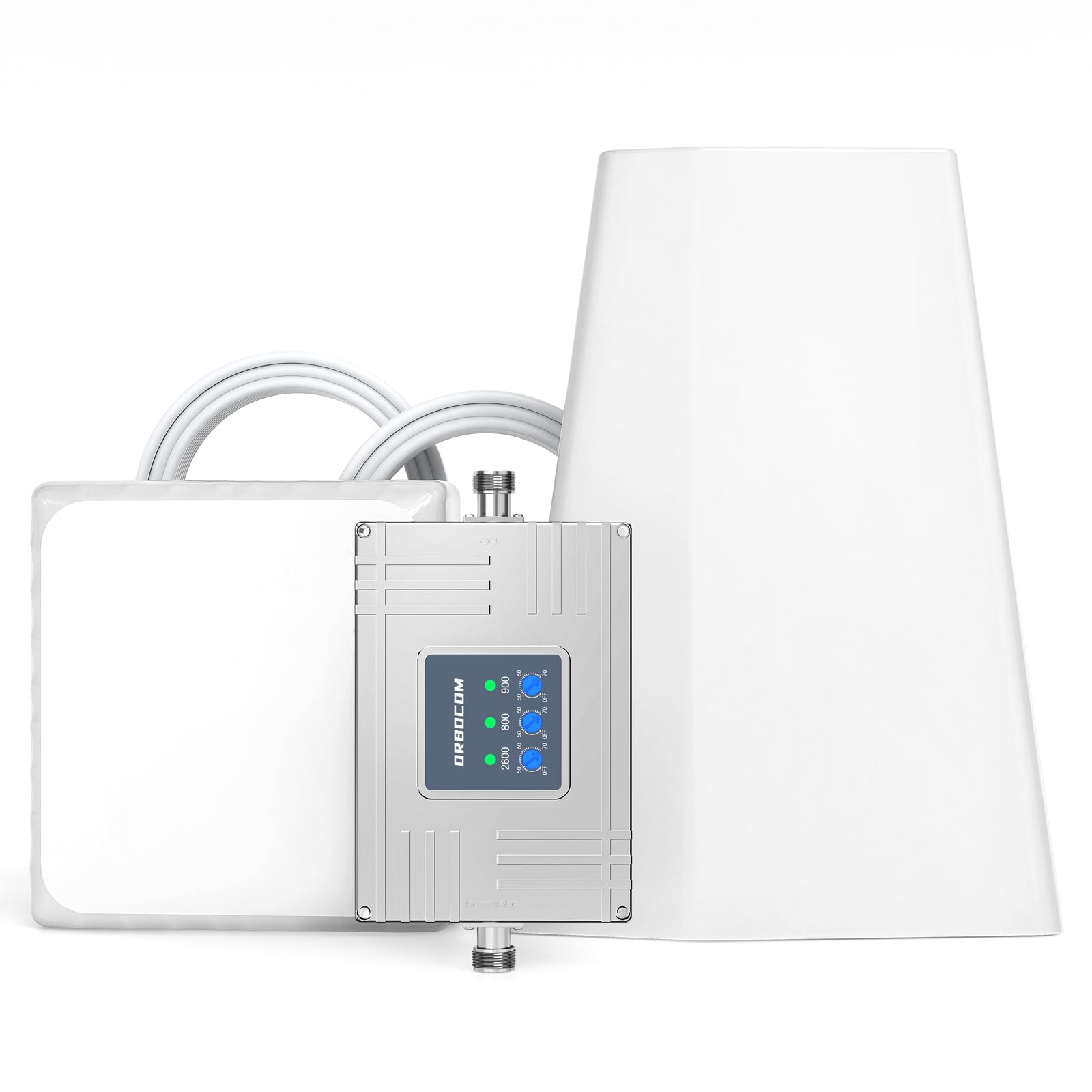 ORBOCOM Amplificatore Segnale Cellulare 4G/3G LTE Per Bande 7 (2600 MHz) E 8 (900 MHz) – Copertura Fino A 4500 M² Con AGC