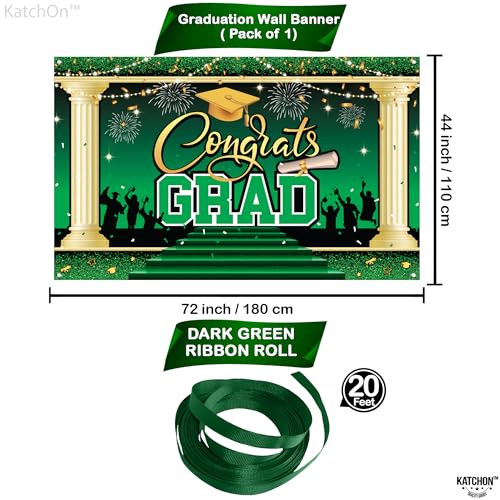 Image of KatchOn, XtraLarge Green Congrats Grad Banner - 72x44 Inch, 2026 Graduation Backdrop | Grad Decorations Class of 2026 Green and Gold for Grad Party Decorations, Graduation Decorations 2026