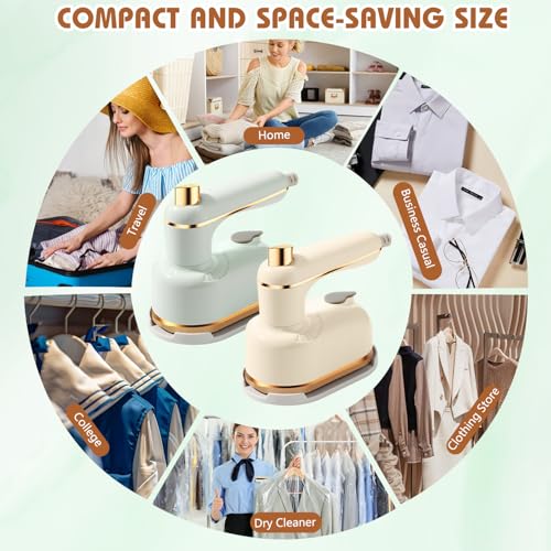 Steam Iron, Saker Portable Steamer for Clothes, 2-In-1 Steamer and Iron, Compact Lightweight Design, Fast Heating in 5 Seconds, with Anti-Scalding Base for Home & Travel Use (White) by Sariok - Image 7