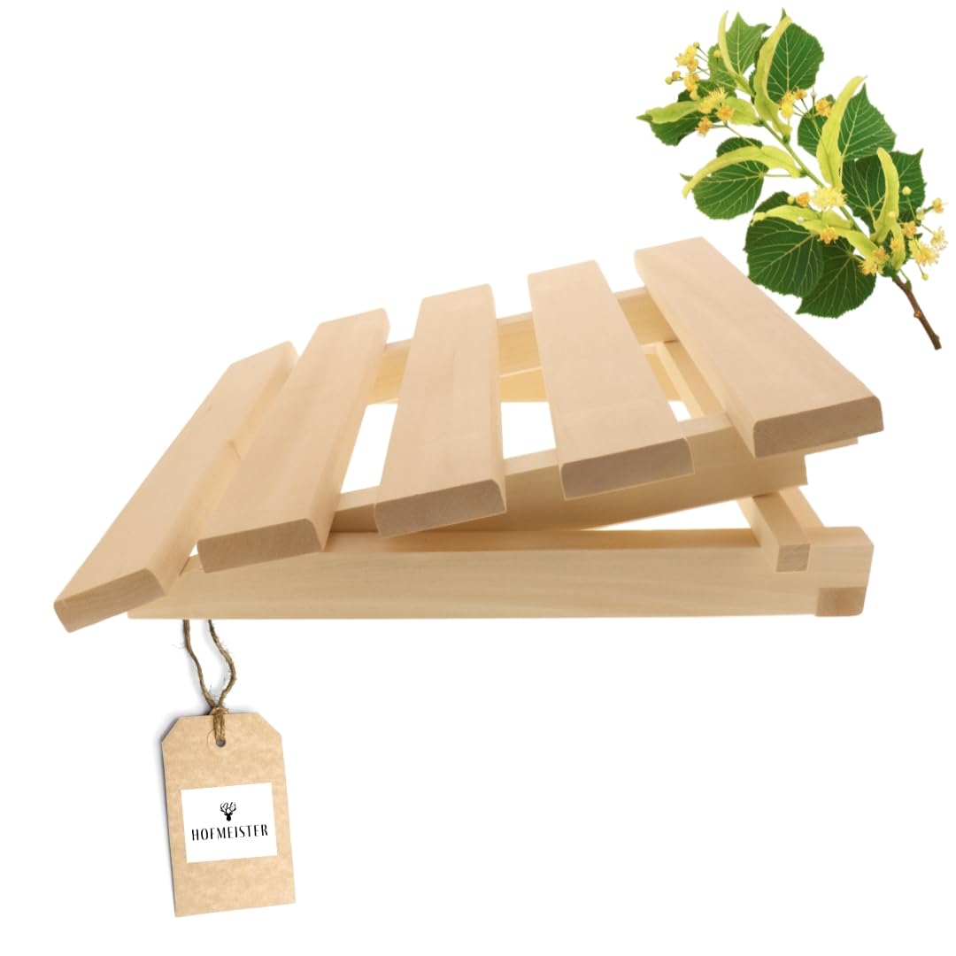 HOFMEISTER® Sauna-Kopfstütze, 40 cm, höhenverstellbar, aus robustem Linden-Holz, stabile Sauna Rückenlehne ergonomische Rückenstütze, Entspannen & Relaxen im Dampfbad