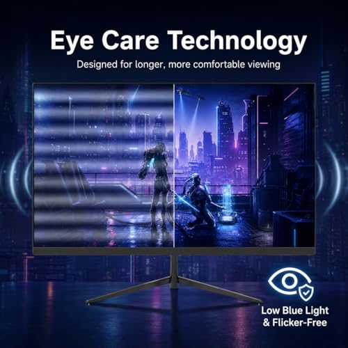 Image of 24 Inch Gaming Monitor, FHD 1080P IPS Display, 100Hz Computer Monitor, 3ms MPRT, Built-in Speakers, HDMI & DisplayPort, VESA Mount, Low Blue Light, Flicker-Free, 16.7M Colors
