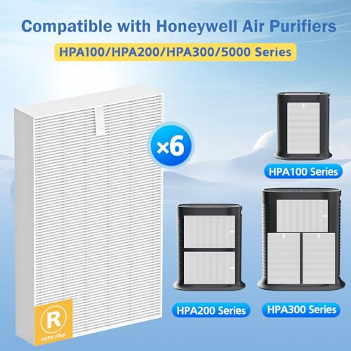 Image of HPA300 Filter R for Honeywell Air Purifier HPA200 HPA100 HPA090 HPA5300 | 6 Pack, HEPA Filter Replacement, Part# HRF-R1 HRF-R2 HRF-R3