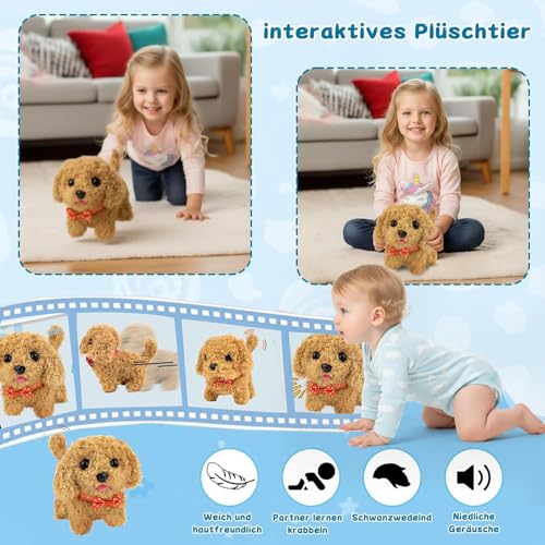 Generisch Roboterhund, Mein realistischer Roboterwelpe, Mit Funktionen Zum Laufen, Rufen Und Schwanzwedeln, Weichem Fell, Ideal Für Alle Liebhaber Von Spiel- Und Begleiterprodukten (Weiß)