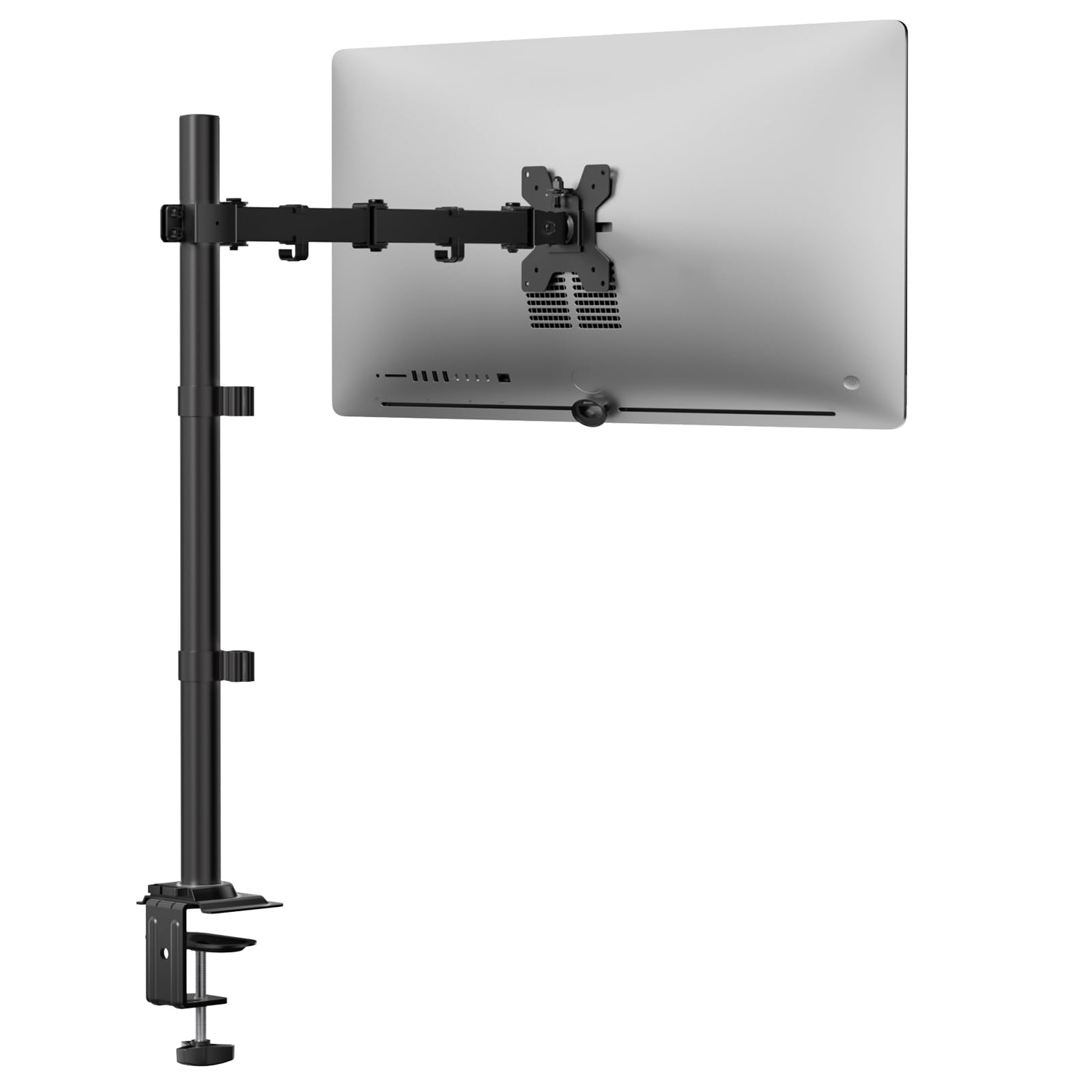 WALI Single LCD Monitor Desk Mount Extra Tall Stand Fully Adjustable Fits One Screen up to 27 Full Motion Tilt Swivel Rotate 22 lbs Capacity C-Clamp Base and Optional Grommet Base WL-M001XL-image-29