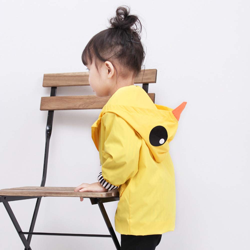 Coupe Vent Blouson Bébé Veste Imperméable Enfants Bébé Cape de Pluie Motif Canard Dessin Animé Mignon Manteau Imperméable avec Capuche Raincoat(110)