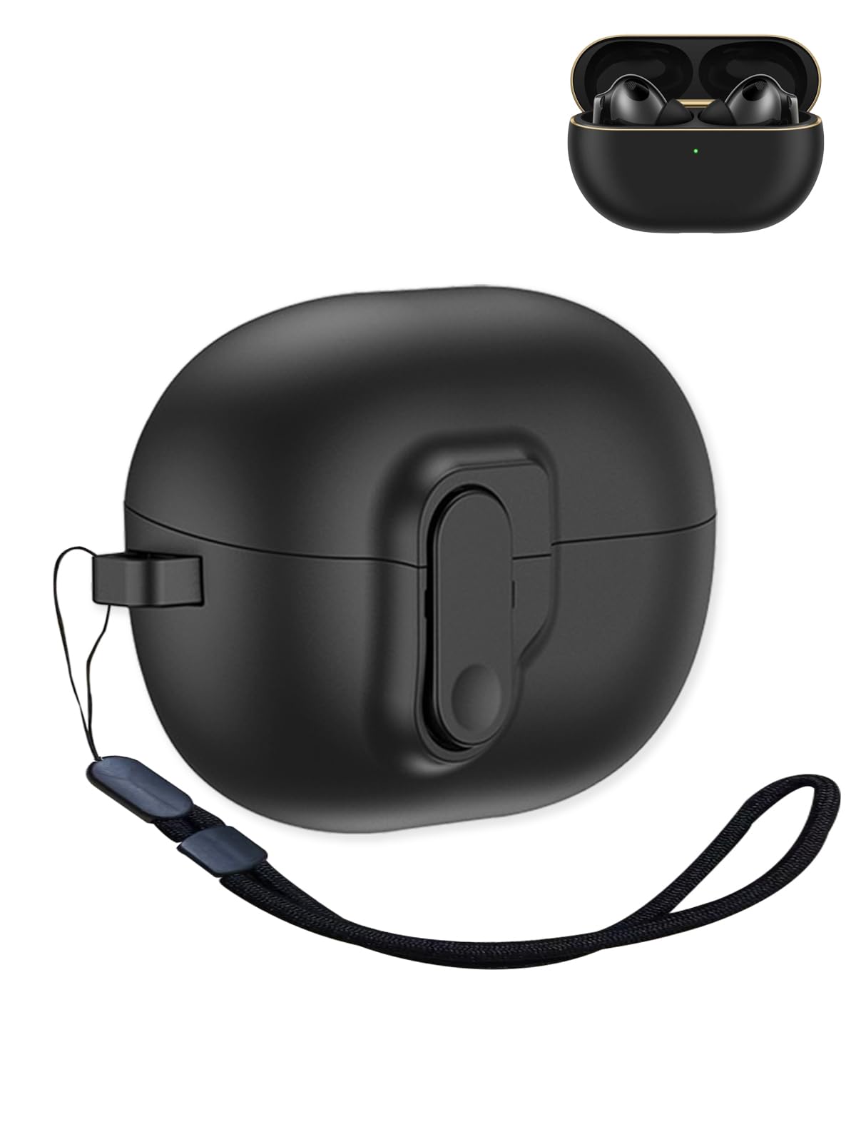 Compatibile con cuffie Huawei FreeBuds Pro 4/Pro 3, auricolari wireless con cancellazione del rumore, custodia protettiva trasparente morbida e antiurto con cordino, nero