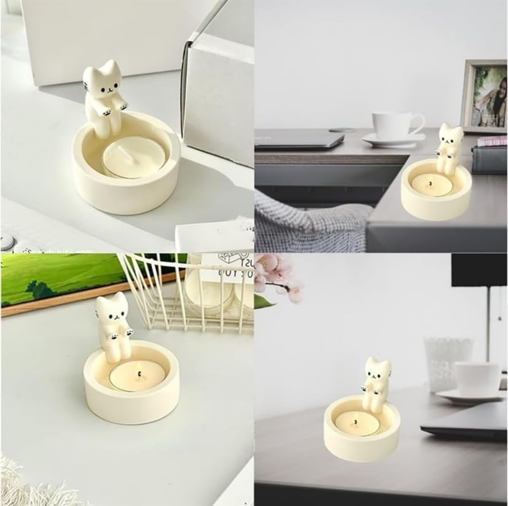 Portacandela a forma di gattino dei cartoni animati candelabro ceramica fatto a mano gattino che scalda zampe grazioso supporto per candele profumate | Leroy Merlin