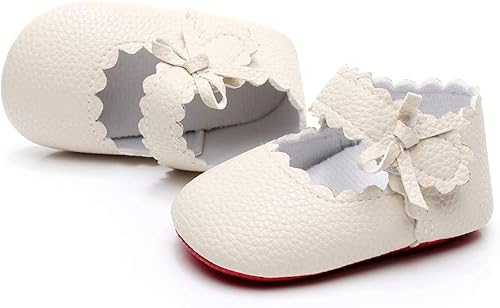 Miniatura 4 de HONGTEYA Zapatos de vestir de ballet para niñas - Mocasines Mary Jane con suela suave y lazo lateral para niños pequeños