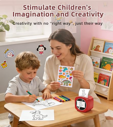 Image of AI Voice Sticker Printer for Kids, Portable Thermal Sticker Printer Box with Display, Voice-Activated Inkless Mini Sticker Machine for Journaling, DIY Crafts & Creative Gifts, with 16 Rolls