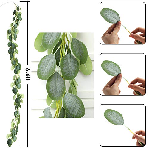 CQURE Eucalyptus Garland,Artificial Eucalyptus Leaves Greenery Garland Wreath Vine Wedding Party Table Backdrop Arch Wall Decor - Thumbnail 7