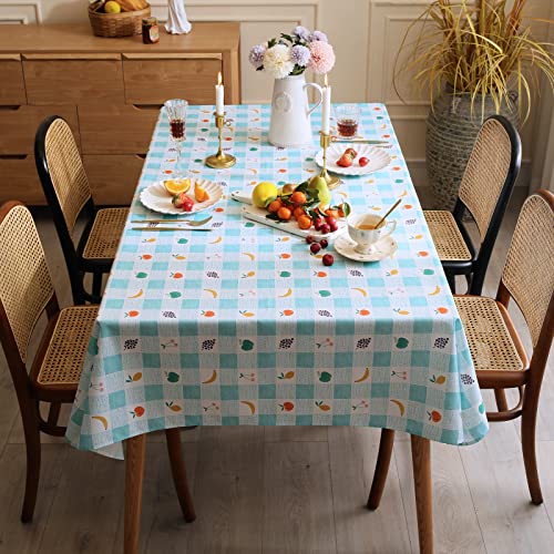 Joyfol Day Rectangle Summer Fruit Tablecloth,Premium Outdoor Picnic Camping Table Cloth,Checkered Table Cover,Hand Painted Style Grapes Banana Cherry Pear Apple (Colorful, 60 X 84 Inch) #TOP1