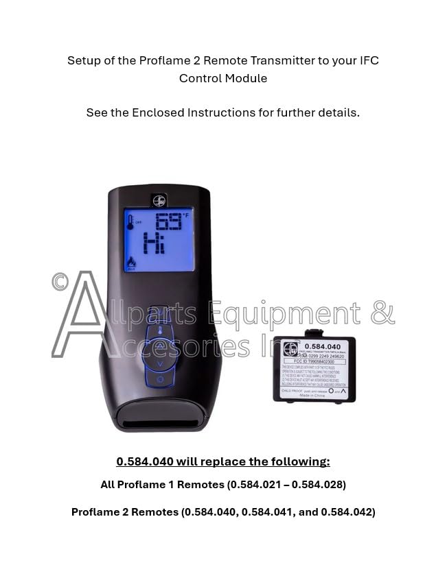 Sit Proflame 2 Remote Transmitter 0.584.040 Black GTMFSLA Series- Designed to Control All pre-Programmed Features of Proflame 2 IFC Electronic Ignition Control modules Used in Various Hearth Products