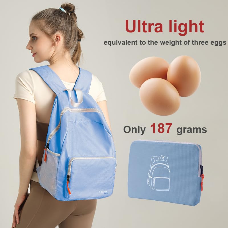 Mochila ligera plegable 30L impermeable negra miniatura 4