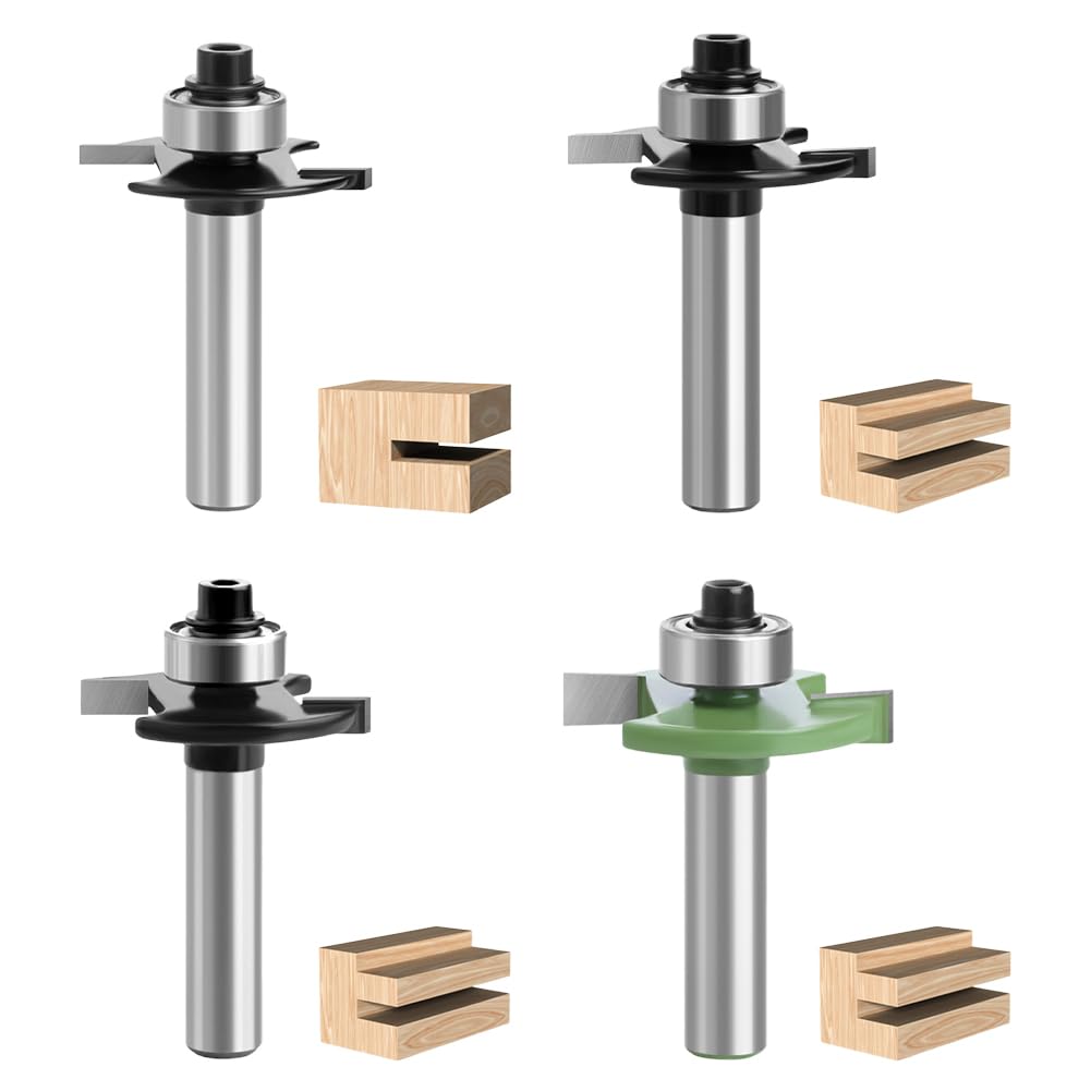 Disc Groove Cutter Set - Slot Cutter 8 mm Shaft - 4 Pieces (2 mm, 3 mm, 4 mm, 5 mm) with Ball Bearings - Router Accessories for Flat Dowels, Tongue and Woodworking - Milling Head for Router and Wood