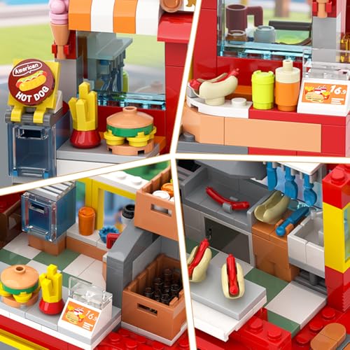 City Camion degli Hamburger - Set di Costruzioni 2 in 1 con Carrello dei Gelati e Ristorante, Tavoli e Sedie, Playset per Bambini, Ragazzi e Ragazze (826 Pezzi) - Lego - Immagine 6