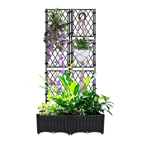 BUKLIYN Planter with Trellis - Raised Garden Bed with Trellis 75.5'x31.5'x16', Privacy...