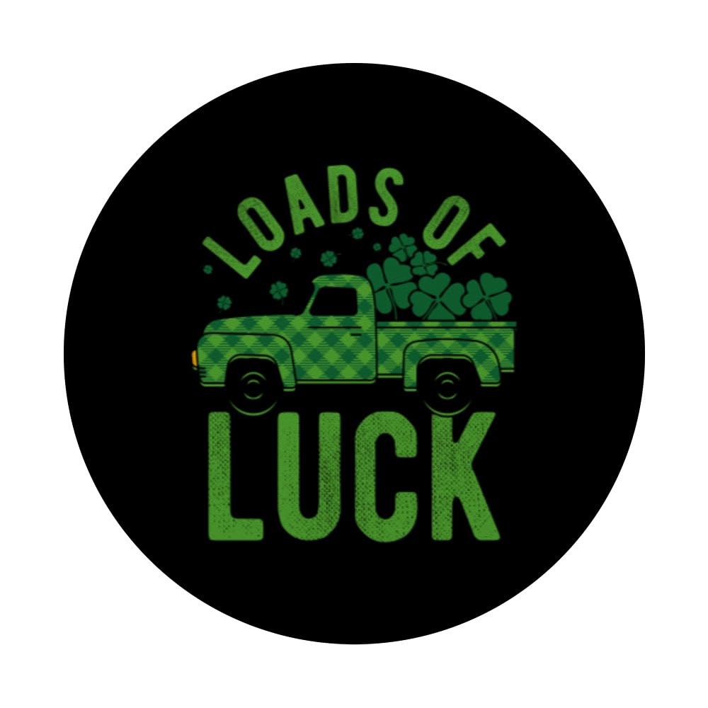 St Patricks Day Construction Car Loads of Luck Irish Kids PopSockets Swappable PopGrip, Black - Image 3