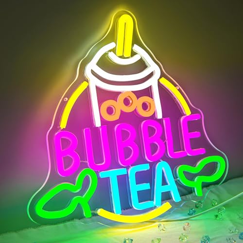 Image of Bubble Tea Neon Sign Boba Neon Light Sign Dimmable Milk Tea LED Signs for Room Beverage Coffee Shop Bubble Boba Tea Party Wall Decor Light Up Sign Gifts