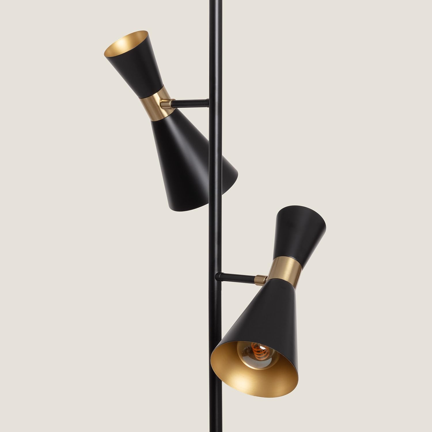 LEDKIA Lampada da Terra Metallo 2 Faretti Jigger Nero/Oro